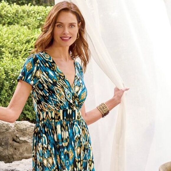 Summer Multicolor Green Dress Size M - Picture 2 of 2